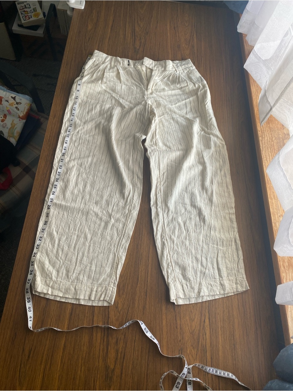 a new day white Pinstripe Relaxed Linen/Rayon Pants - Picture 7 of 7